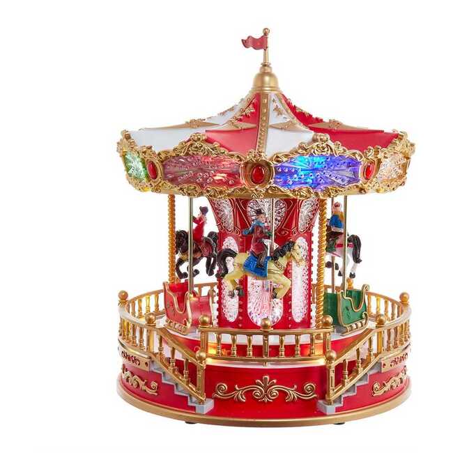 11.1-Inch Lighted Musical Santa Carousel With Motion Table Piece