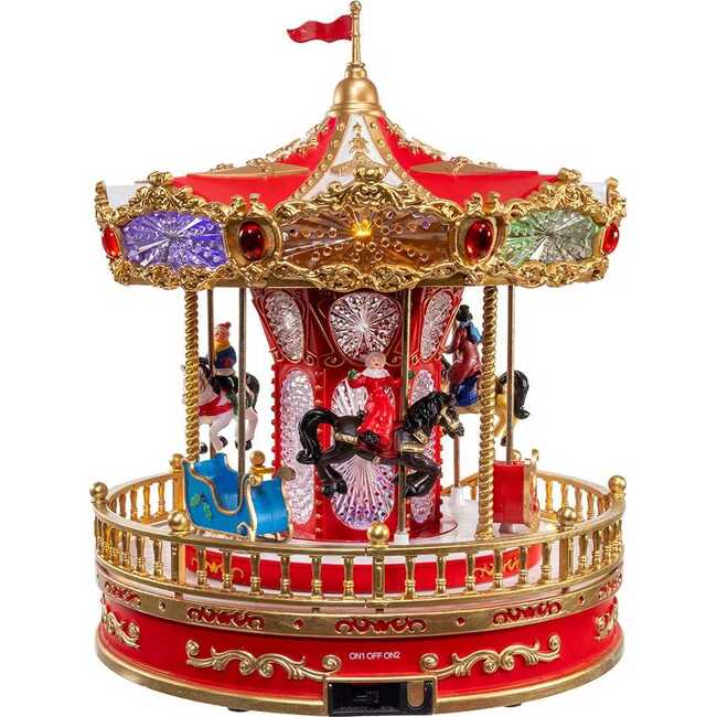 11.1-Inch Lighted Musical Santa Carousel With Motion Table Piece - Accents - 3