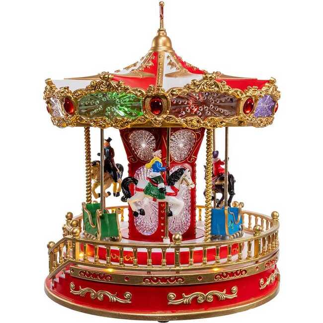 11.1-Inch Lighted Musical Santa Carousel With Motion Table Piece - Accents - 4