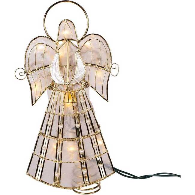 10-Light LED Capiz Wire Angel Tree Topper