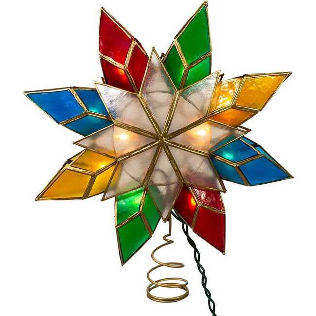 10-Light Capiz Star Multicolored Treetop