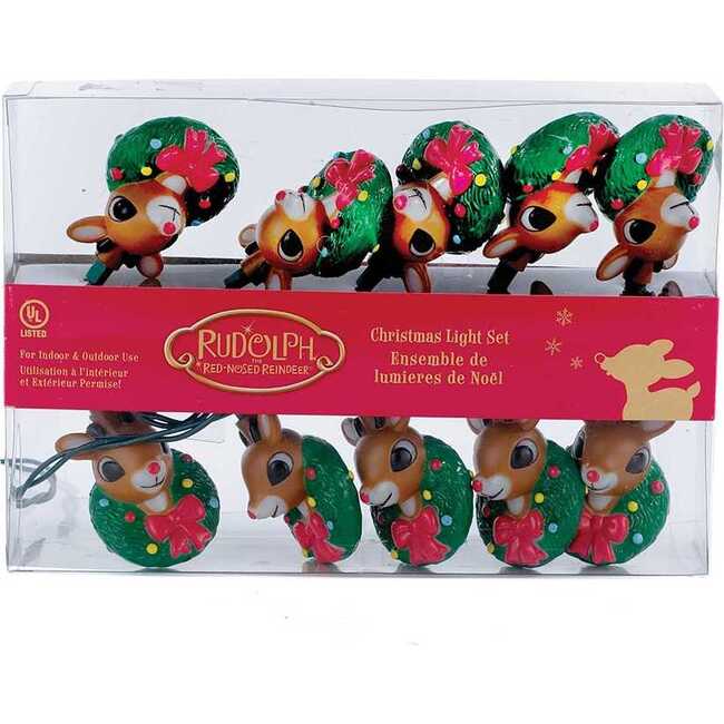 10-Light Rudolph Head with Wreath Light Set - Lights - 7