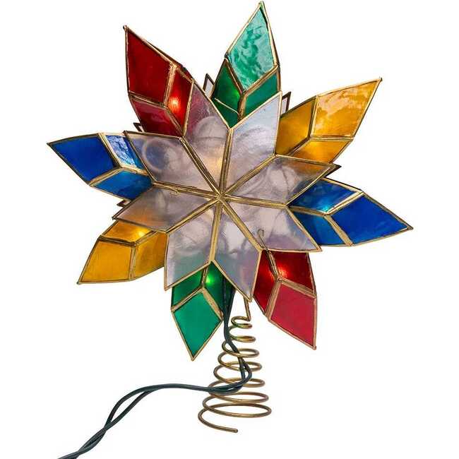 10-Light LED Multicolored Capiz Clear Star Tree Topper - Tree Toppers - 4