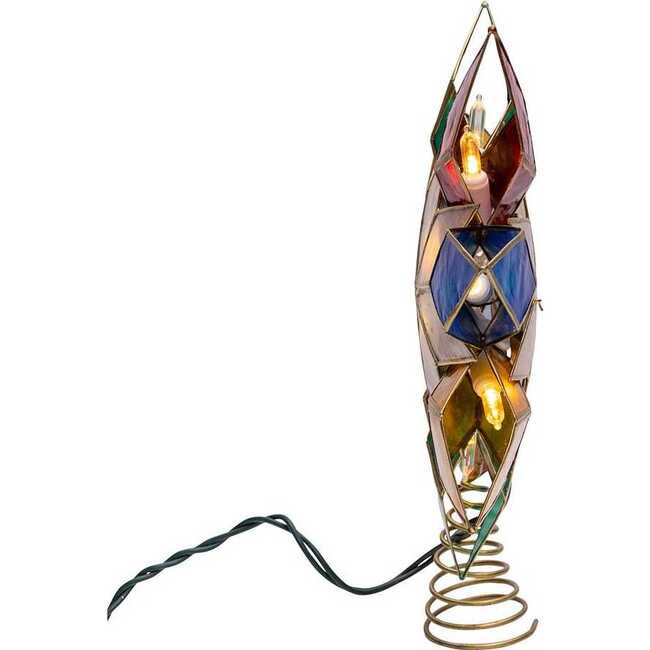 10-Light LED Multicolored Capiz Clear Star Tree Topper - Tree Toppers - 5