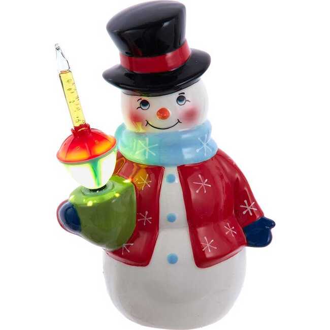 10-Inch Ceramic Snowman With Bubble Light