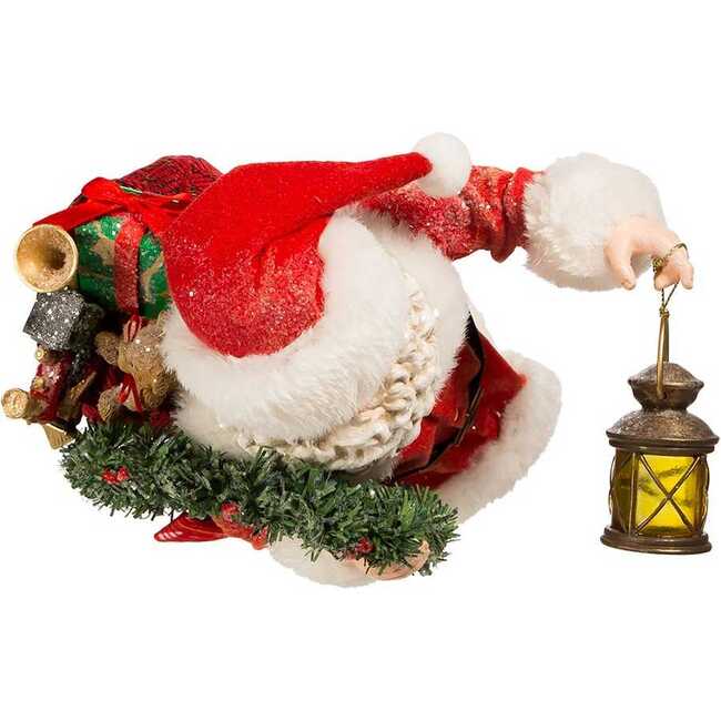 10.5-Inch Fabriché Santa with Wreath and Lantern - Accents - 5