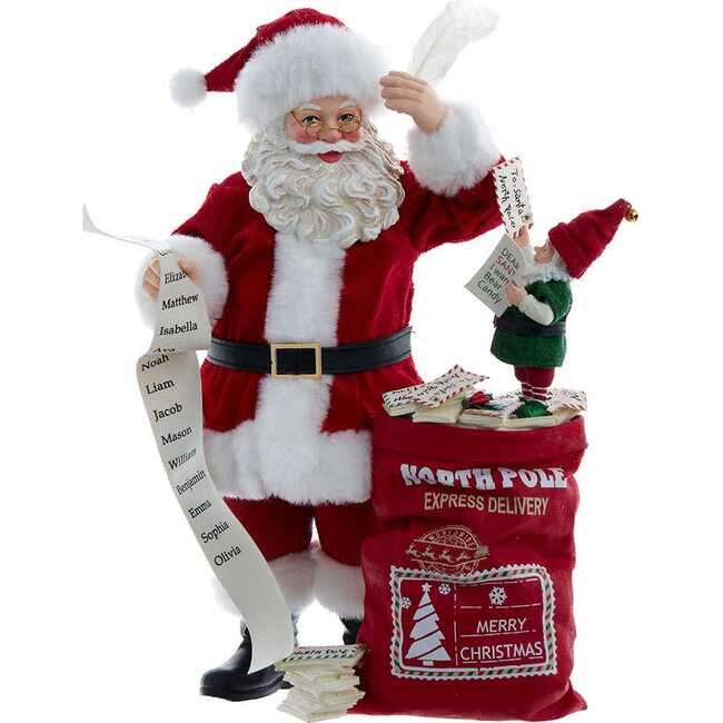 10.5-Inch Fabriché Santa with Mail and Elf