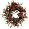 24-Inch Un-Lit Decorated Green Rattan Wreath - Wreaths - 1 - thumbnail