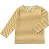 Toby Round Neck Long Sleeve Tee, Gold & White Stripe - T-Shirts - 1 - thumbnail