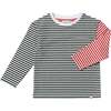 Teddy Round Neck Long Sleeve Tee, Black, Red & White Stripe - T-Shirts - 1 - thumbnail