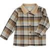 Wellford Contrast Collar Lumber Jacket Shirt, Brown & Cream Plaid - Jackets - 1 - thumbnail