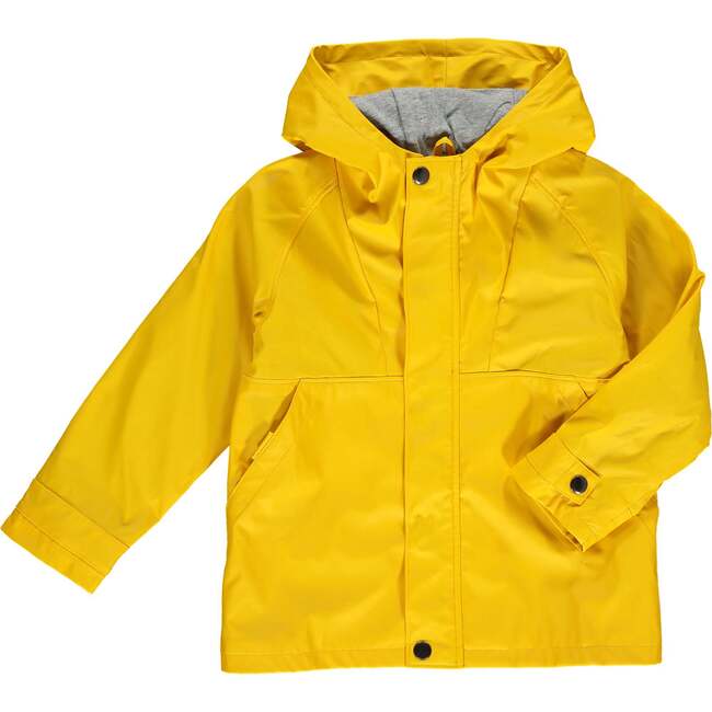 Splash Drawstring Hood Raincoat, Gold - Raincoats - 1