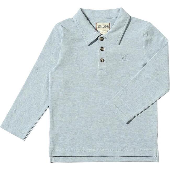 Spencer Long Sleeve Polo Shirts, Blue Pique