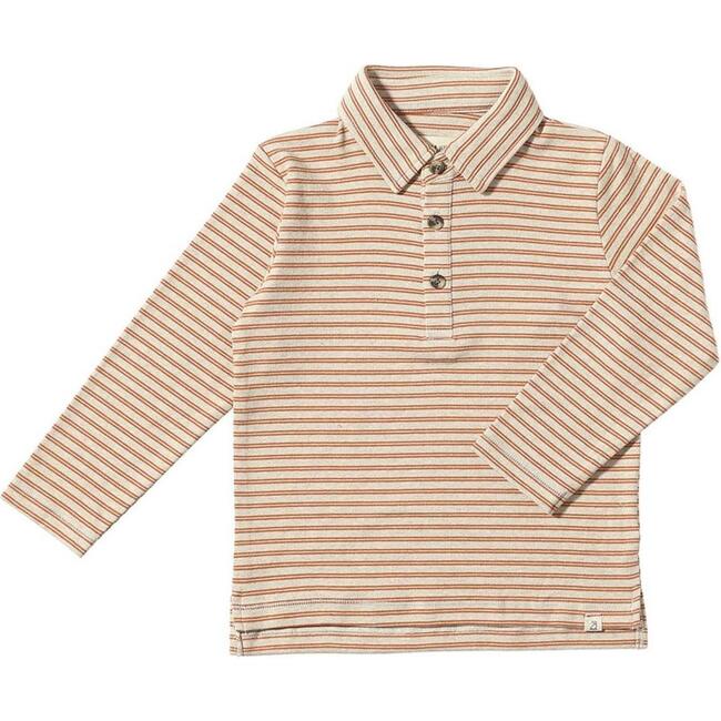 Spencer Long Sleeve Polo Shirts, Pumpkin & White