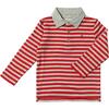 Midway Long Sleeve Polo Shirts, Red & Grey Stripe - Polo Shirts - 1 - thumbnail