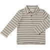 Midway Long Sleeve Polo Shirts, Grey & Brown & Black Stripe - Polo Shirts - 1 - thumbnail