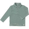 Midway Long Sleeve Polo Shirts, Dark Green & White Stripe - Polo Shirts - 1 - thumbnail