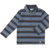 Midway Long Sleeve Polo Shirts, Grey & Blue Stripe - Polo Shirts - 1 - thumbnail