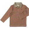 Midway Long Sleeve Polo Shirts, Brown & Beige Stripe - Polo Shirts - 1 - thumbnail