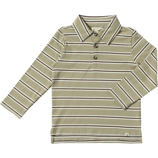 Midway Long Sleeve Polo Shirts, Brown & Royal Stripe