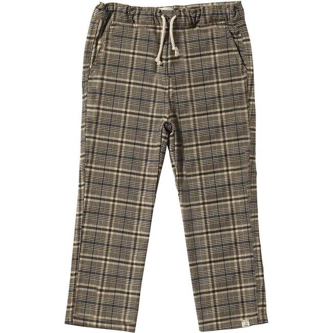 Marcus Pants With Suspenders, Brown Chunk Houndstooth