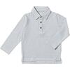 Midway Long Sleeve Polo Shirts, White & Grey Stripe - Polo Shirts - 1 - thumbnail