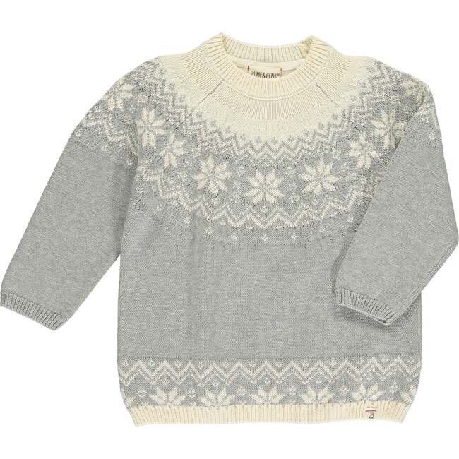 Igloo Ribbed Neck & Trim Sweater, Grey Fairisle