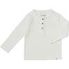 Harvard Waffle Knit Long Sleeve Henley Shirt, White Waffle - Shirts - 1 - thumbnail