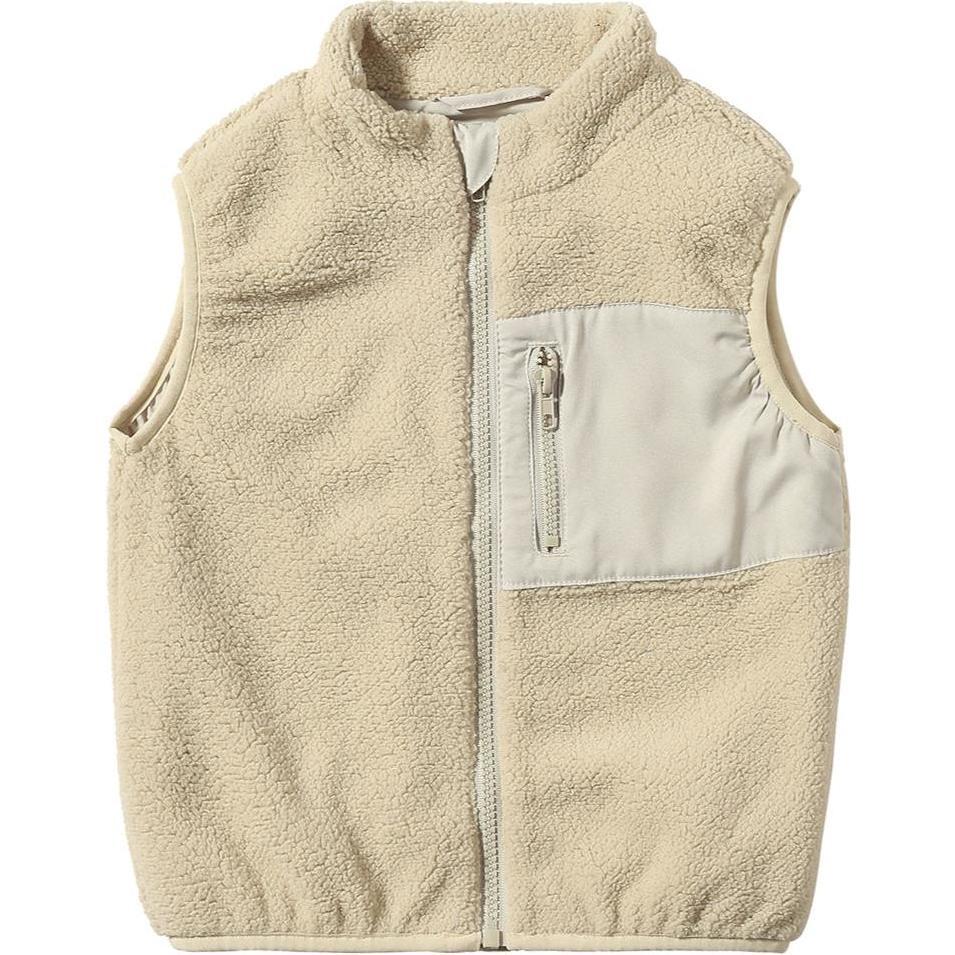 Gilt Sherpa Handy Zip-Up Pocket Vest, Beige - Jackets - 1