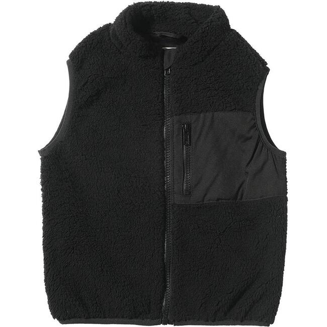 Gilt Sherpa Handy Zip-Up Pocket Vest, Black