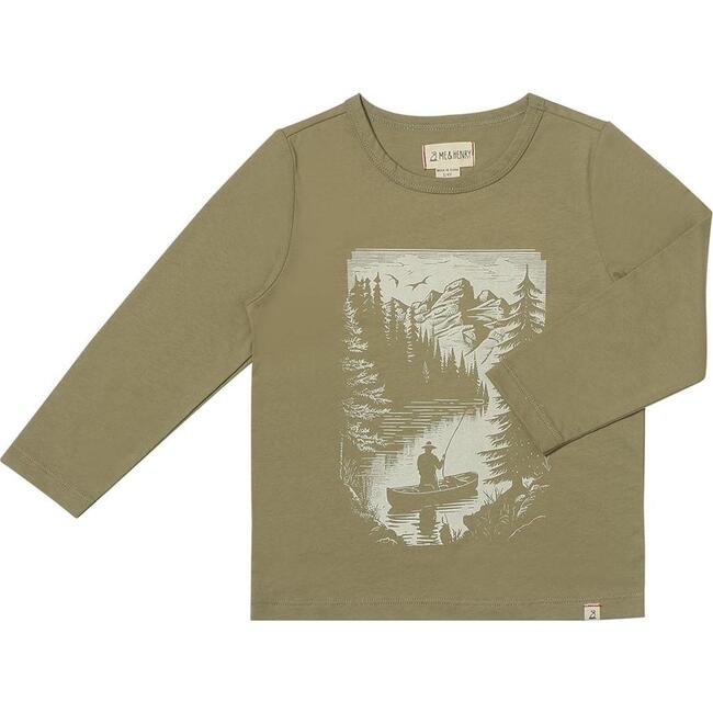 Cherokee Print Long Raglan Sleeve Tee, Sage Fishing