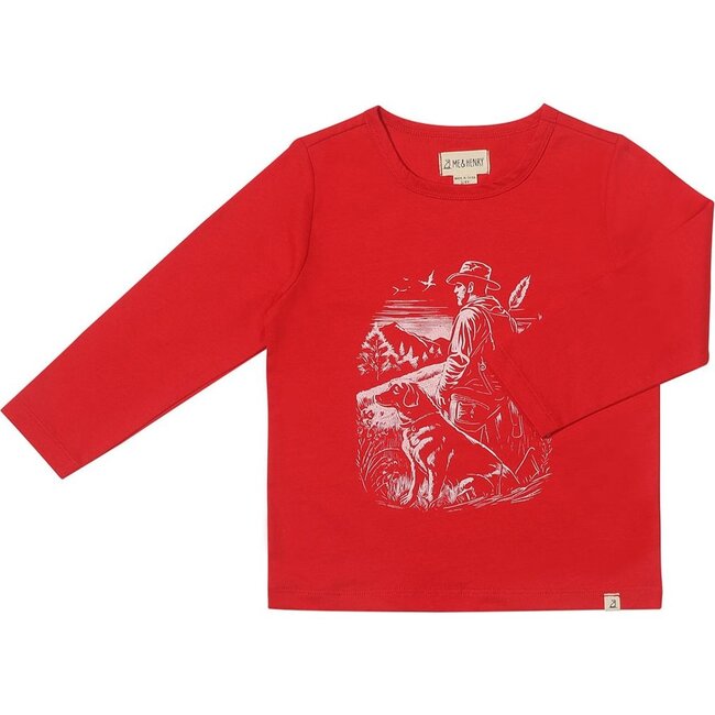 Cherokee Print Long Raglan Sleeve Tee, Red Hunting