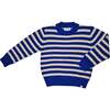 Cruise Striped Ribbed Neck & Cuff Sweater, Royal & Cream - Sweaters - 1 - thumbnail