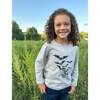 Cherokee Print Long Raglan Sleeve Tee, Grey Bats - T-Shirts - 3