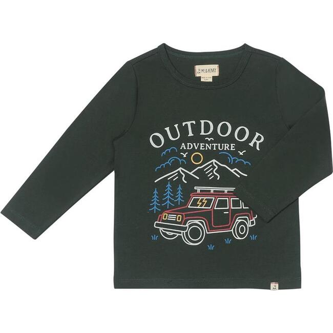 Cherokee Print Long Raglan Sleeve Tee, Green Outdoor Adventure