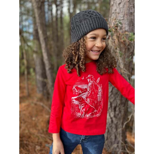 Cherokee Print Long Raglan Sleeve Tee, Red Hunting - T-Shirts - 3