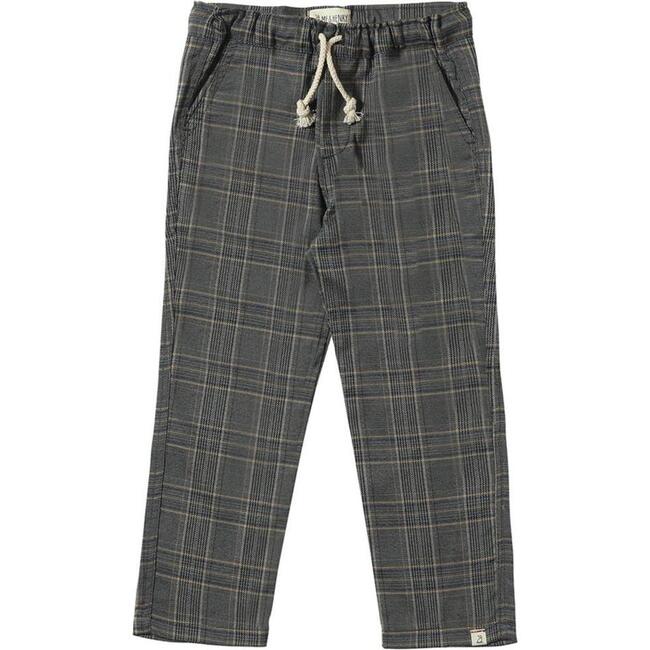 Charlie Relaxed Fit Drawstring Smart Pants, Grey Plaid