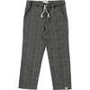 Charlie Relaxed Fit Drawstring Smart Pants, Grey Plaid - Pants - 1 - thumbnail