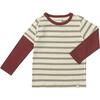 Cameron Contrast Layered Mock Sleeve Tee, Beige & Brown - T-Shirts - 1 - thumbnail