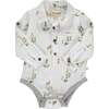 Baby Jasper Woven Shirt Collar Long Sleeve Onesie, White - Onesies - 1 - thumbnail