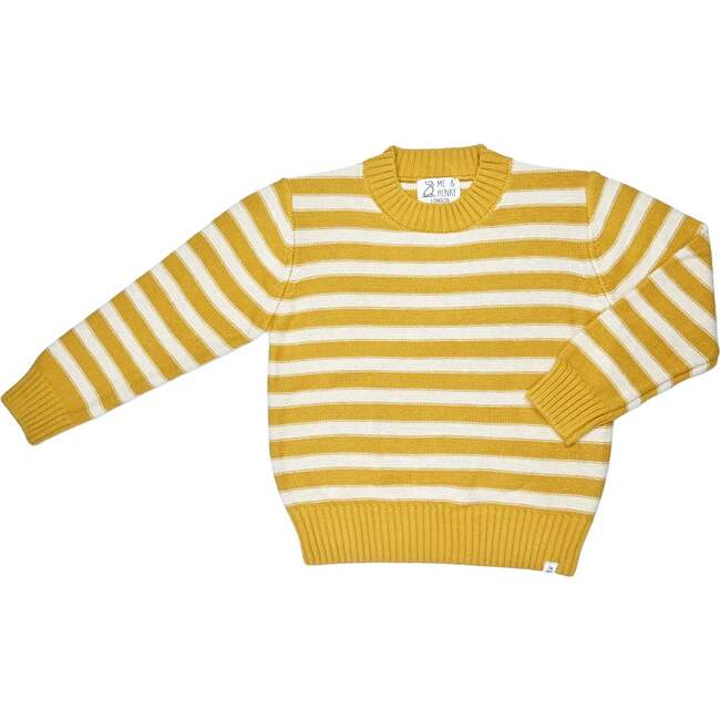 Cruise Striped Ribbed Neck & Cuff Sweater, Gold & Cream