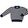 Cruise Striped Ribbed Neck & Cuff Sweater, Navy & Cream - Sweaters - 1 - thumbnail