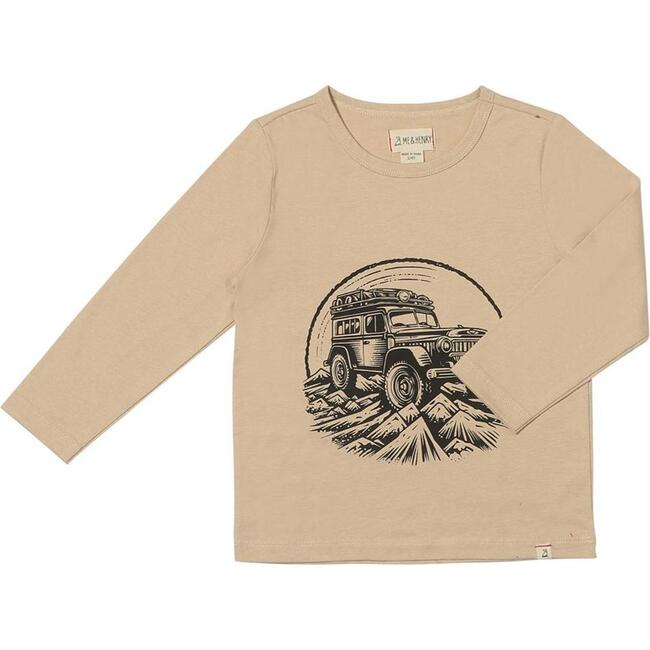 Cherokee Print Long Raglan Sleeve Tee, Tan Jeep