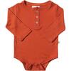 Baby Aynor Rib Long Sleeve Henley Onesie, Pumpkin - Onesies - 1 - thumbnail