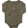 Baby Aynor Rib Long Sleeve Henley Onesie, Green - Onesies - 1 - thumbnail