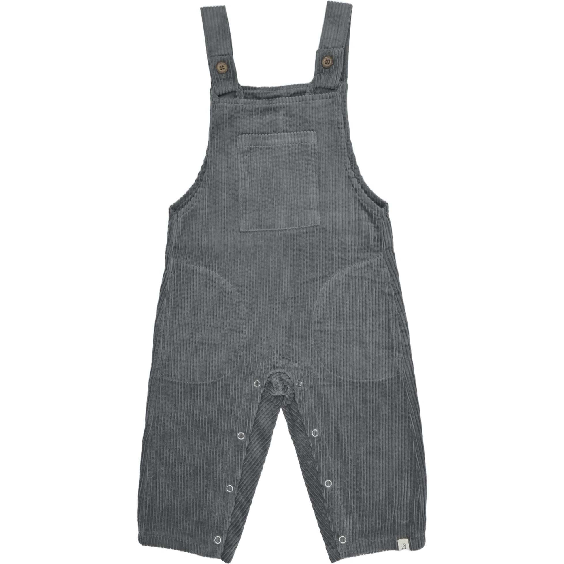 Baby Galleon Chunky Corduroy Long Overalls, Grey - Overalls - 1