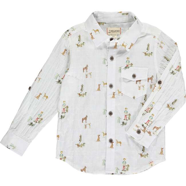 Atwood Woven Long Sleeve Shirt, White - Shirts - 1