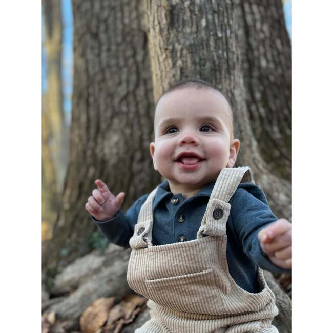 Baby Galleon Chunky Corduroy Long Overalls, Tan - Overalls - 2