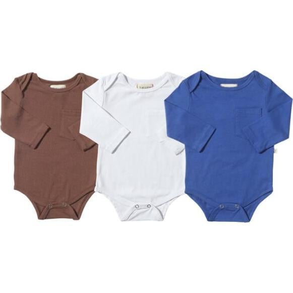 Baby Tellico 3-Quarter Sleeve Triple Pack Onesies, Rust, Royal & White (Pack Of 3)