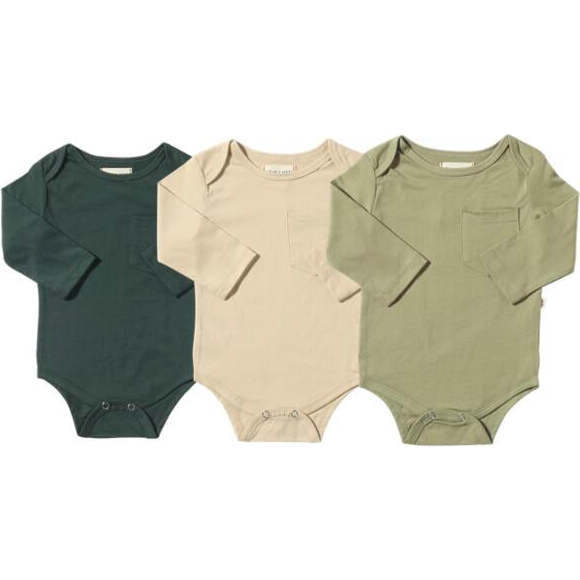 Baby Tellico 3-Quarter Sleeve Triple Pack Onesies, Tan, Green & Sage (Pack Of 3)